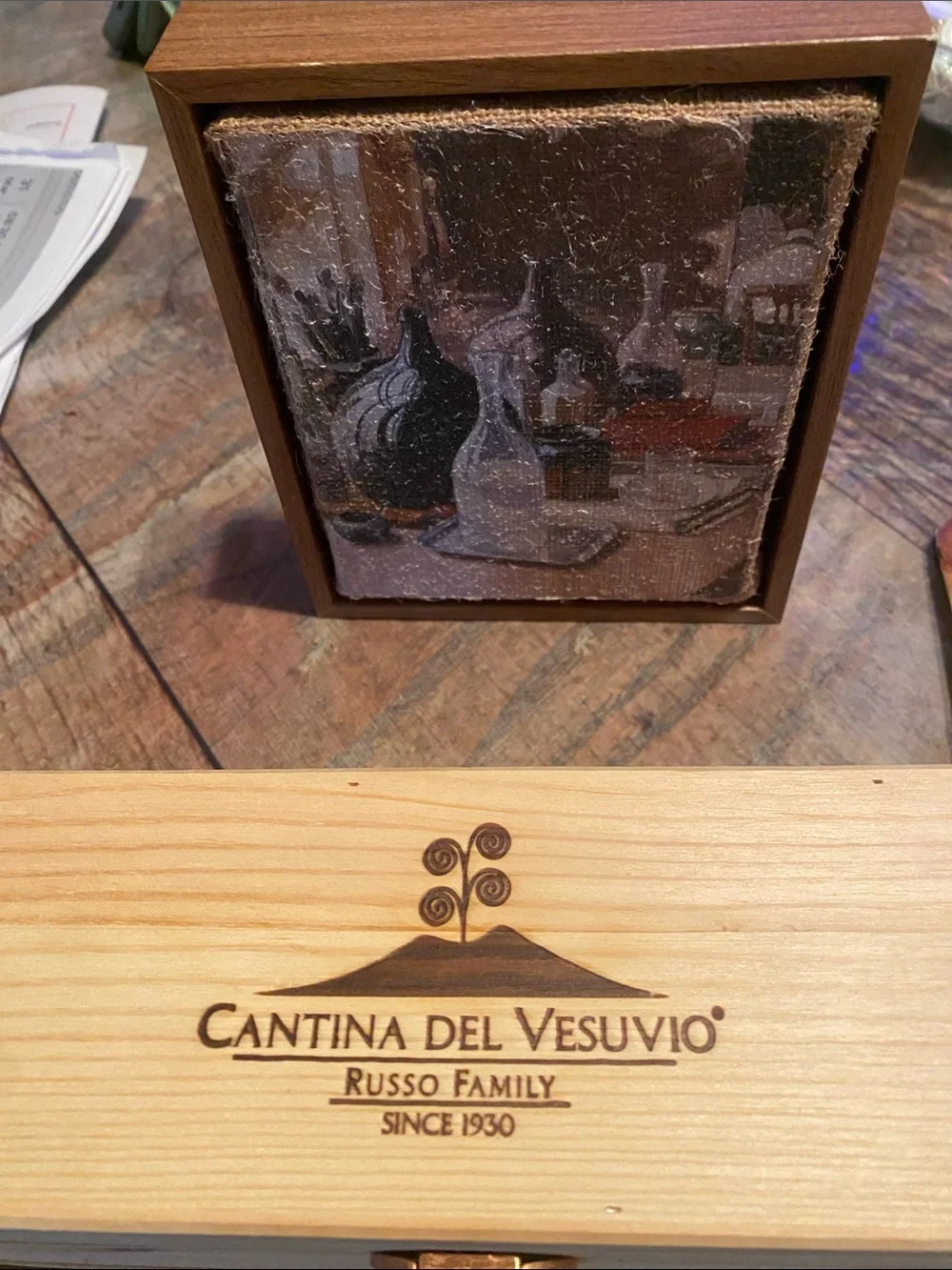 Cantina Del Vesuvio Wooden Wine bundle Box with Vintage Still Life Artwork - Picture 1 of 1